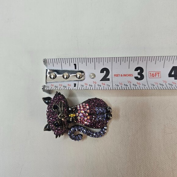 OPCKR Cat Kitten Brooch Pink Purple Rhinestone Animal Jewelry Sparkling - Picture 8 of 8
